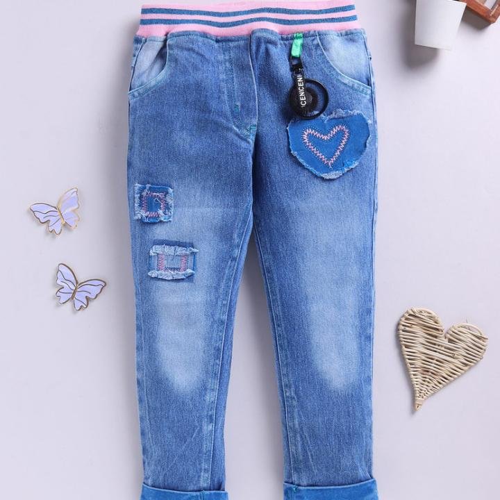 Baby Girls Regular Mid Rise Light Blue Jeans