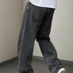 Men Loose Fit Mid Rise Grey Jeans