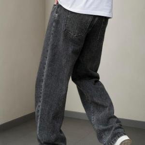 Men Loose Fit Mid Rise Grey Jeans