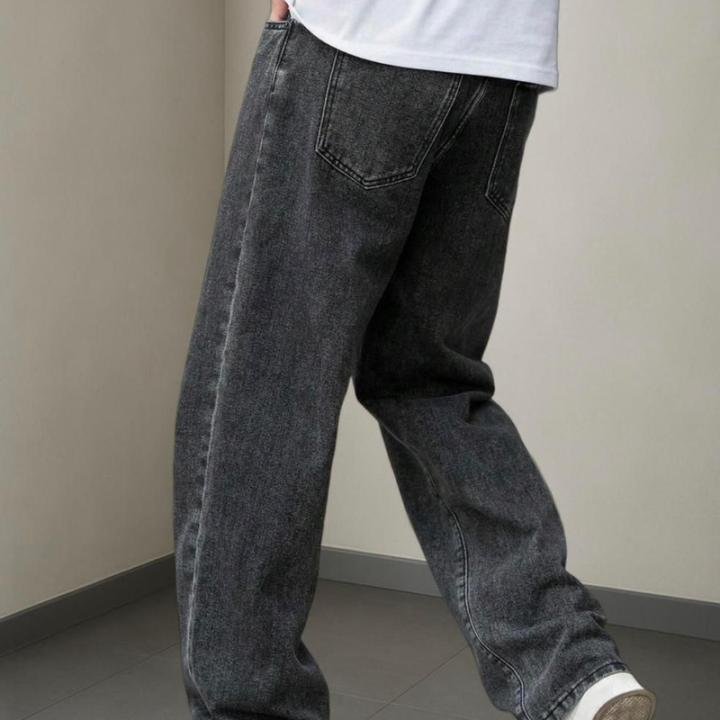 Men Loose Fit Mid Rise Grey Jeans