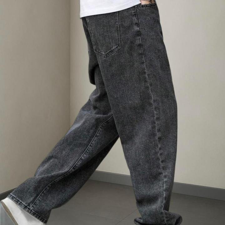 Men Loose Fit Mid Rise Grey Jeans