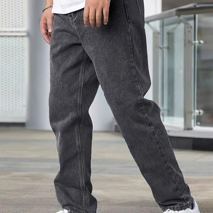 Men Loose Fit Mid Rise Grey Jeans