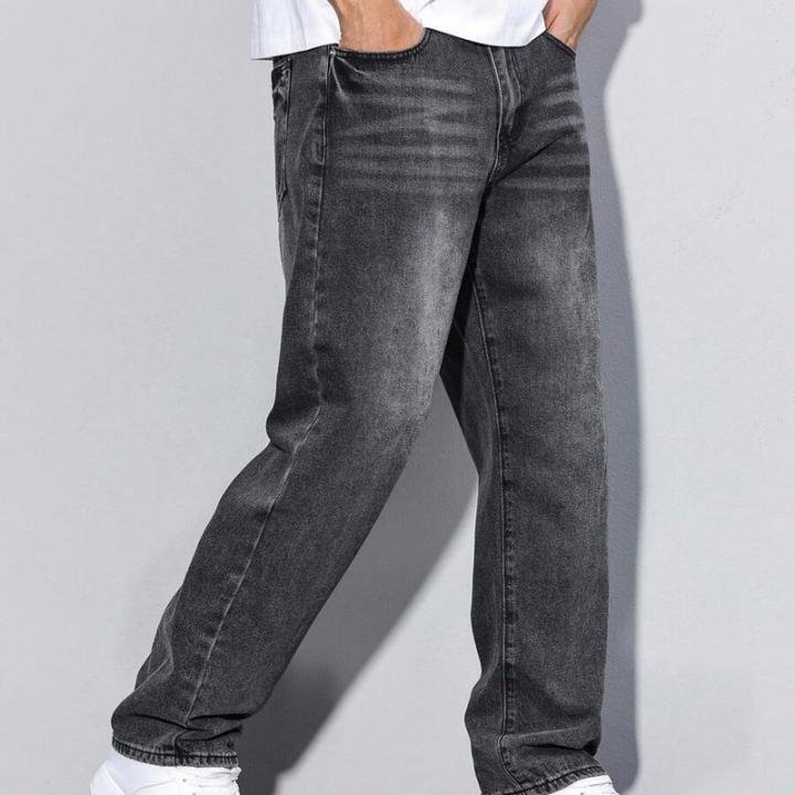 Men Relaxed Fit Mid Rise Dark Grey Jeans
