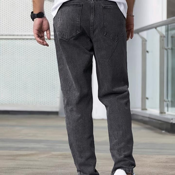 Men Loose Fit Mid Rise Grey Jeans