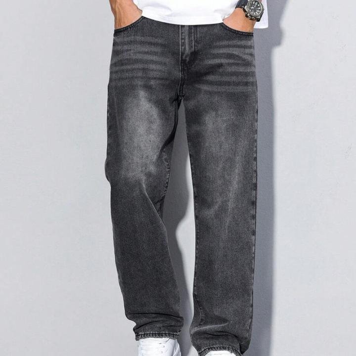 Men Relaxed Fit Mid Rise Dark Grey Jeans