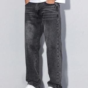 Men Relaxed Fit Mid Rise Dark Grey Jeans
