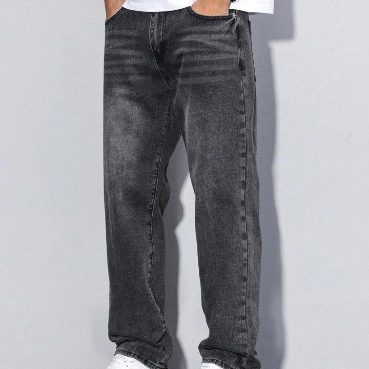 Men Relaxed Fit Mid Rise Dark Grey Jeans