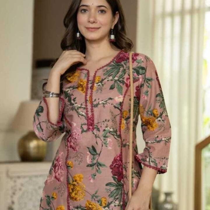 Women Printed Pure Cotton Straight Kurta