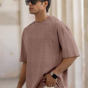 Men Solid Round Neck Polyester Brown T-Shirt