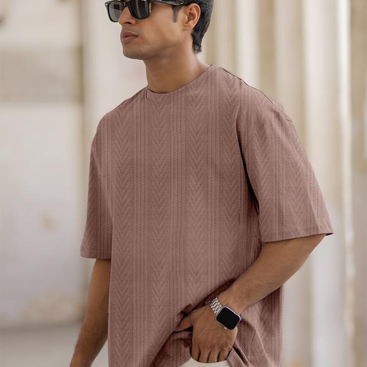 Men Solid Round Neck Polyester Brown T-Shirt