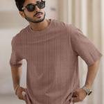 Men Solid Round Neck Polyester Brown T-Shirt