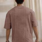 Men Solid Round Neck Polyester Brown T-Shirt