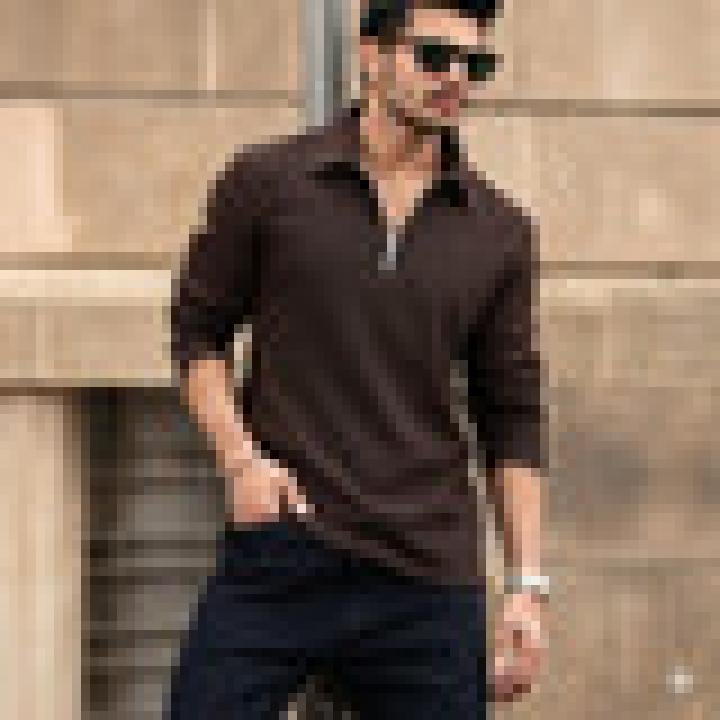 Men Solid Zip Neck Polycotton Dark Green T-Shirt