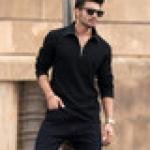 Men Solid Zip Neck Polycotton Dark Green T-Shirt