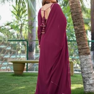 Women Fit and Flare Purple Full Length Dress