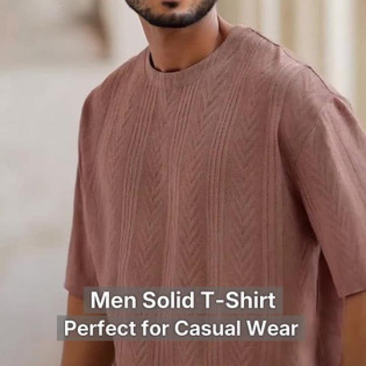 Men Solid Round Neck Polyester Brown T-Shirt