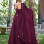 Women Fit and Flare Purple Full Length Dress