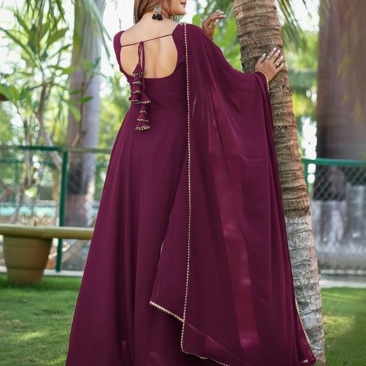 Women Fit and Flare Purple Full Length Dress