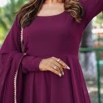 Women Fit and Flare Purple Full Length Dress