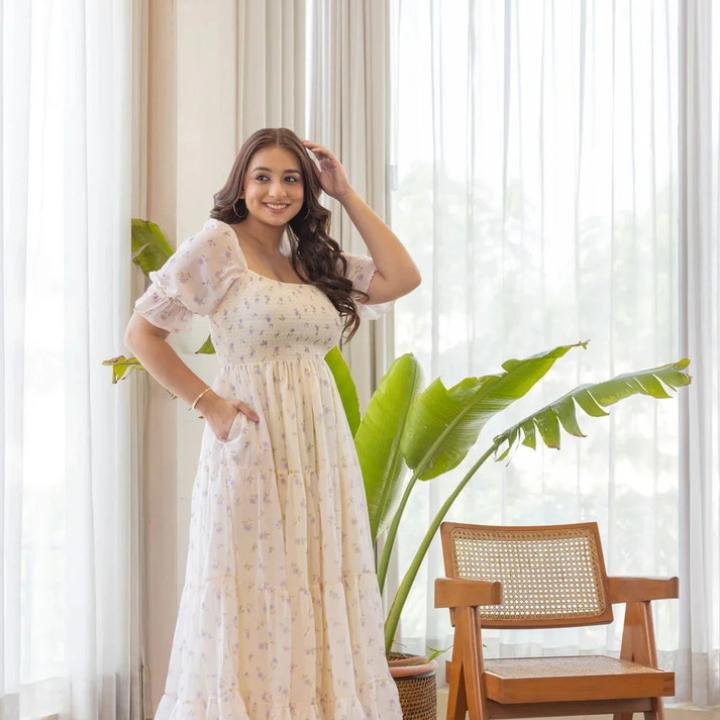 Women Fit and Flare White Midi/Calf Length Dress