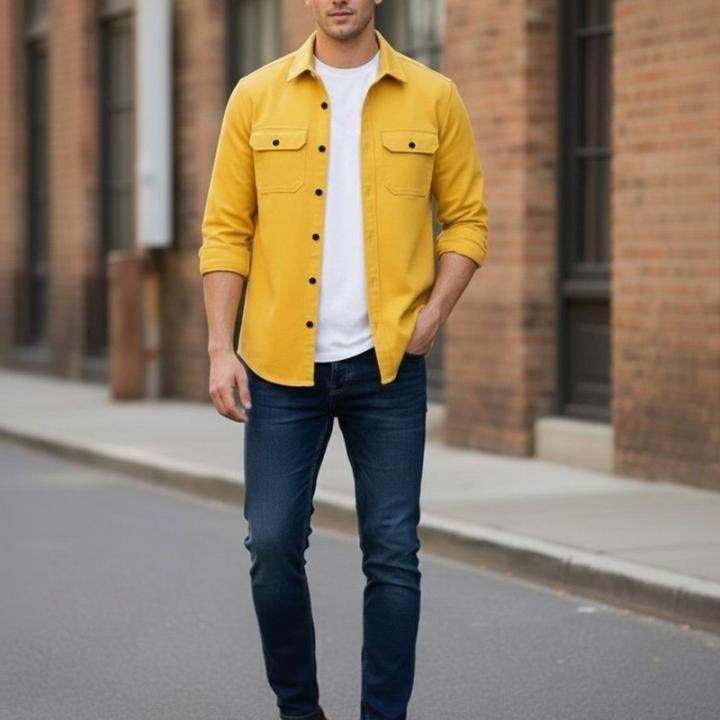 Men Regular Fit Solid Button Down Collar Casual Shirt