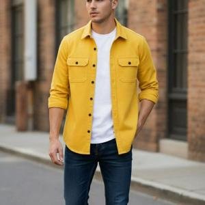 Men Regular Fit Solid Button Down Collar Casual Shirt