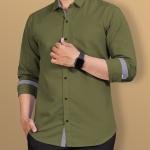 Men Regular Fit Solid Spread Collar Casual Shirt
