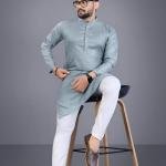 Men Cotton Blend Kurta Pyjama Set