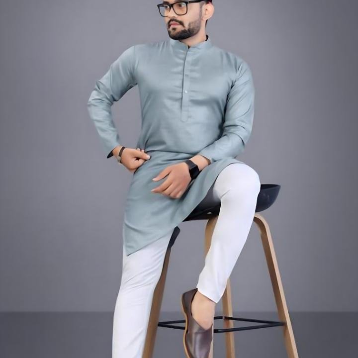 Men Cotton Blend Kurta Pyjama Set