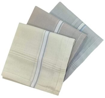 100% Cotton Premium Collection Handkerchiefs Hanky for Men, Set of 3 (Lite Colour)